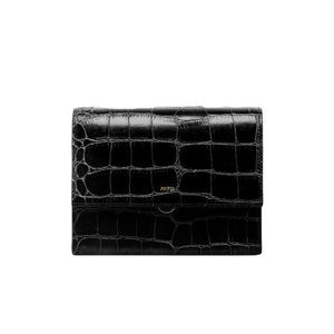 NEW JW PEI Black Women's Mini Flap Crocodile Pattern Vegan Leather Crossbody Bag